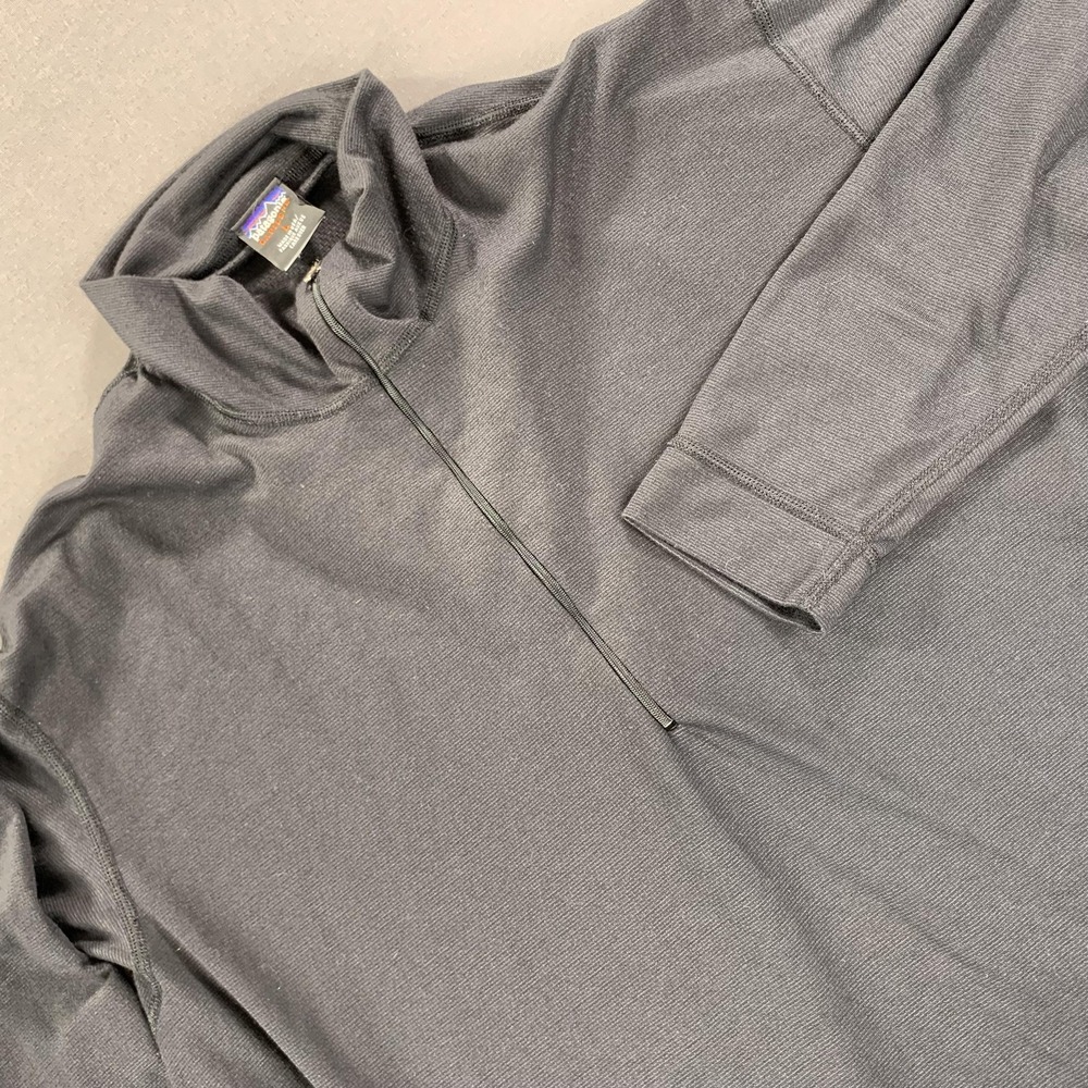 Patagonia Pullover Mens Large Black Capilene Quarter Zip Base Layer Made in USA